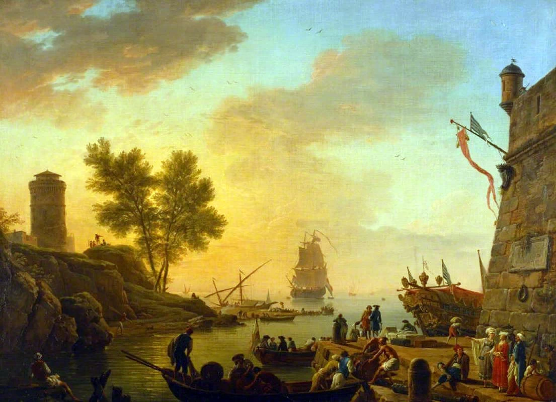  178-Sera, scena del porto con barche in fase di scarico - National Trust 